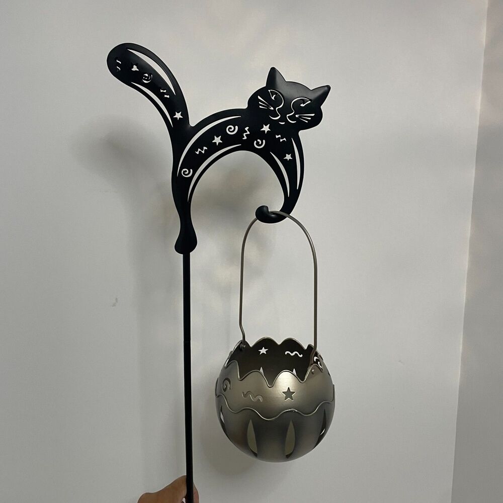 Partylite Pumpkin Spike With Cat P7570 Halloween - Open Box